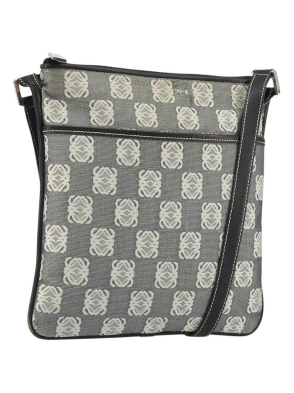Authentic LOEWE Shoulder Bag Canvas Gray Silver